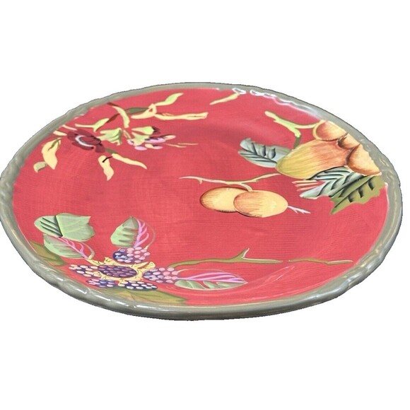 Tracy The Octavia Hill Collection Oval Platter Red Green Glazed Fruit Pattern - Picture 4 of 6